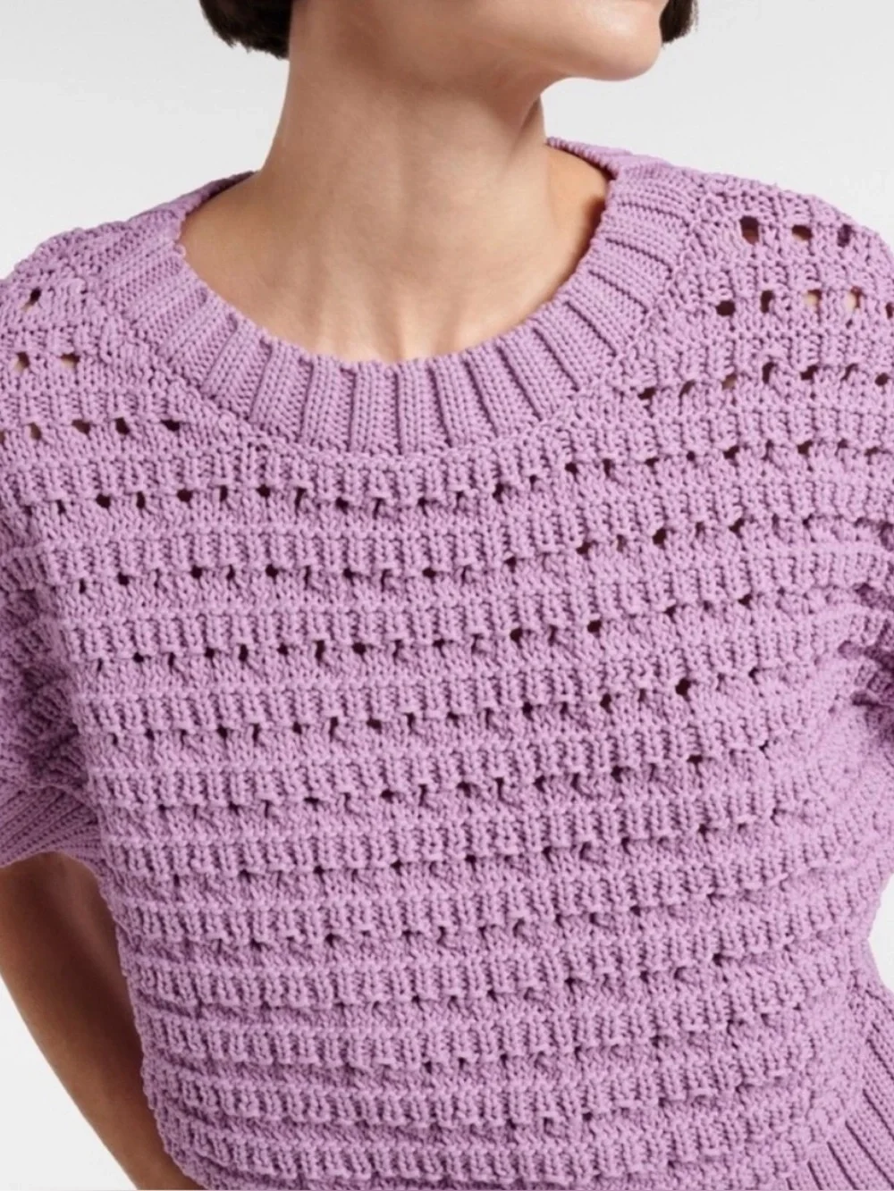 Varley Fillmore Purple Knit Short Sleeve Sweater